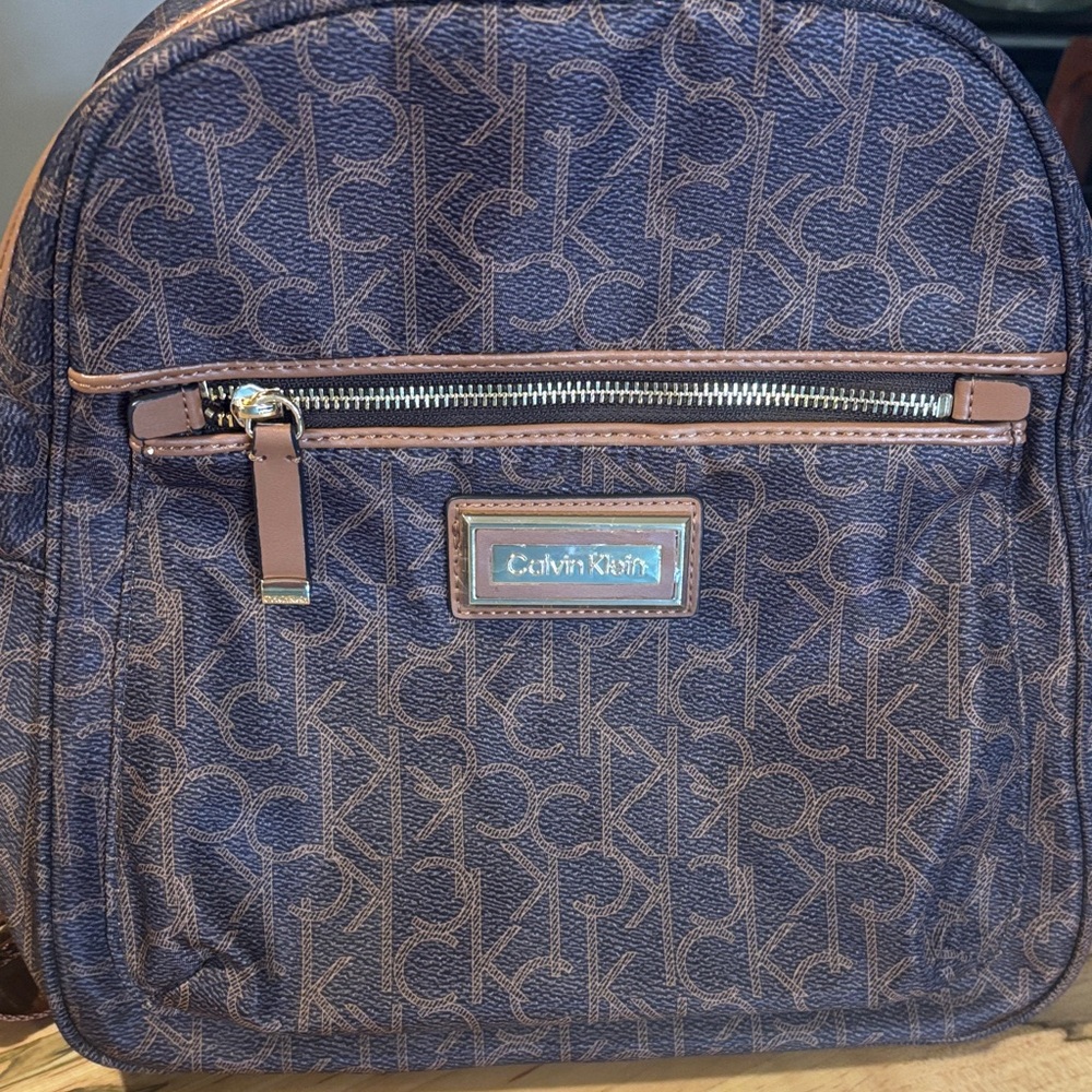 Calvin Klein Tan and Brown Logo Backpack